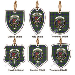Adam Tartan Crest Shield Wood Ornament , Scottish Heritage Family Keepsake Gift