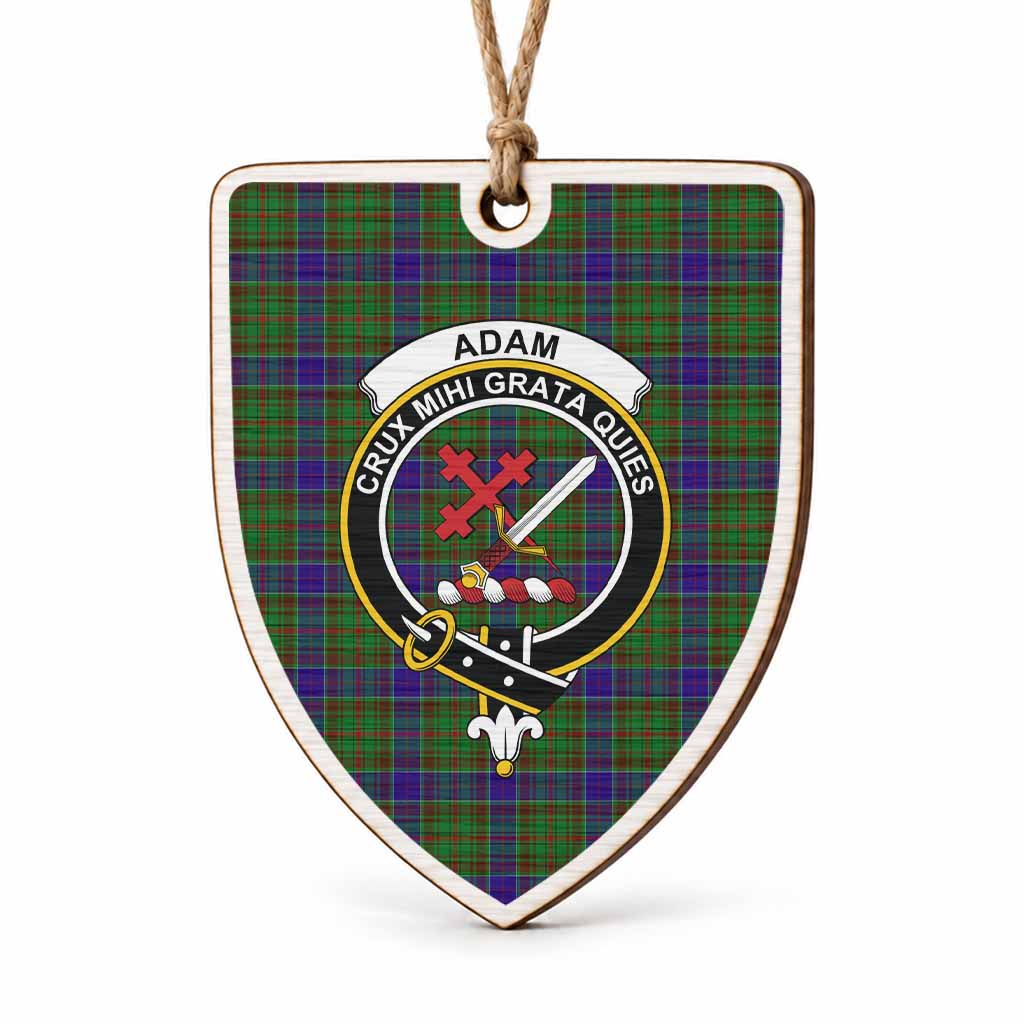Adam Tartan Crest Shield Wood Ornament , Scottish Heritage Family Keepsake Gift