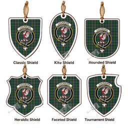 Cockburn Tartan Crest Shield Wood Ornament , Scottish Heritage Family Keepsake Gift