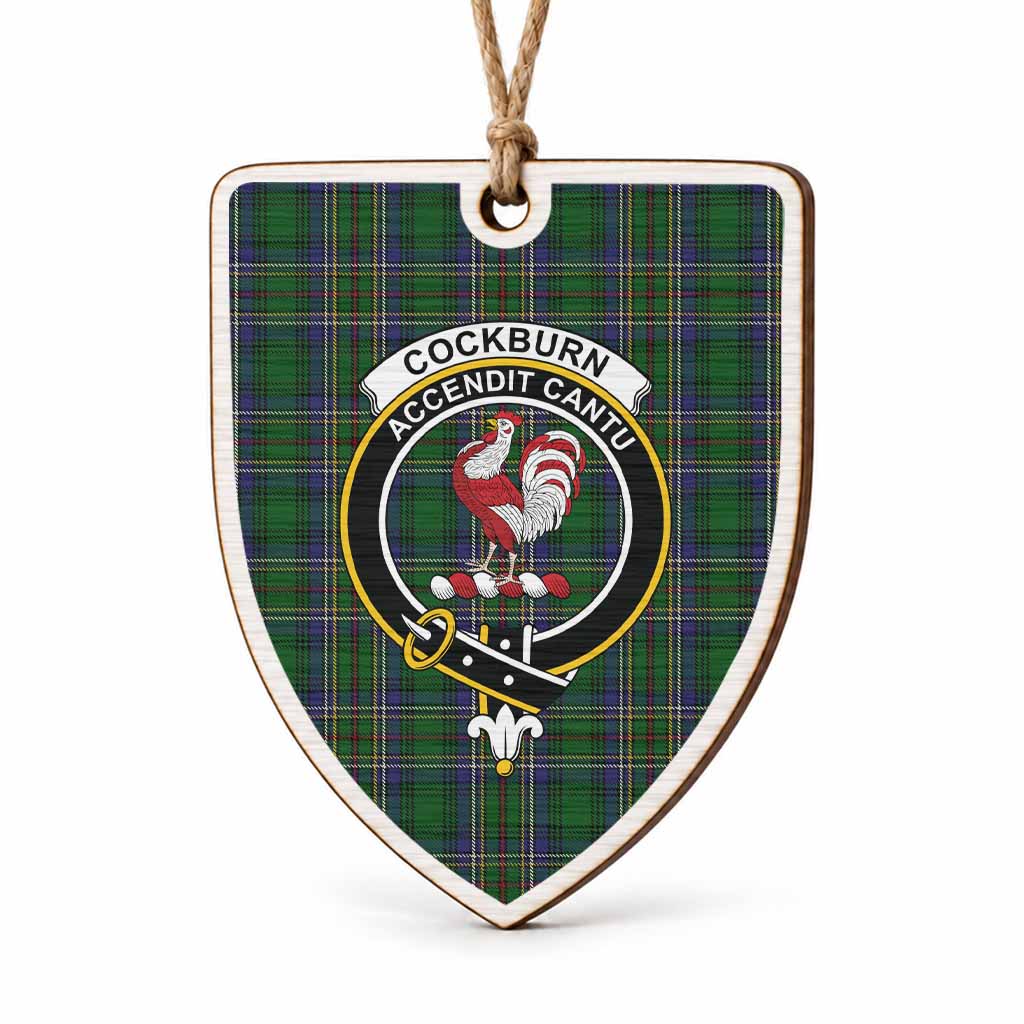 Cockburn Tartan Crest Shield Wood Ornament , Scottish Heritage Family Keepsake Gift