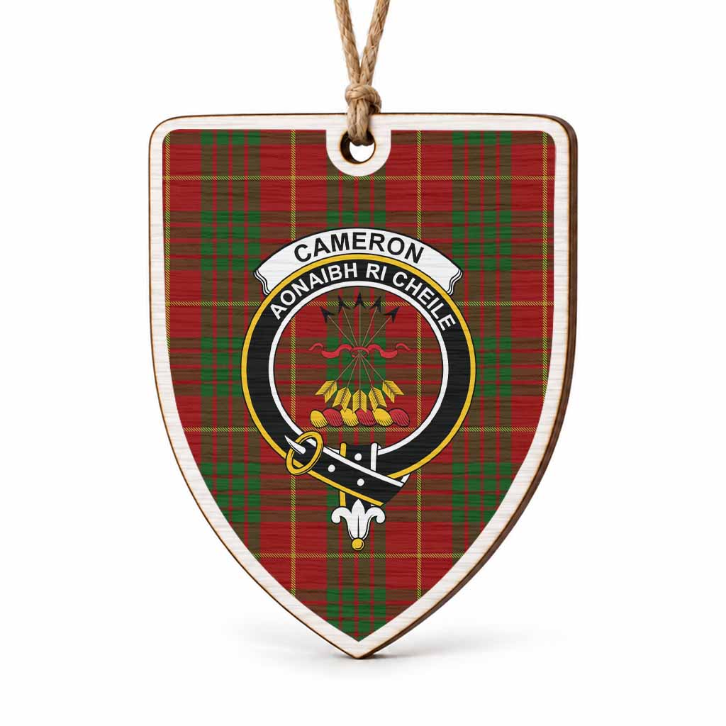 Cameron Tartan Crest Shield Wood Ornament , Scottish Heritage Family Keepsake Gift