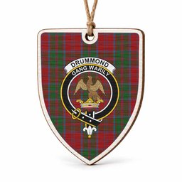 Drummond Tartan Crest Shield Wood Ornament , Scottish Heritage Family Keepsake Gift