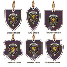 Cumming Tartan Crest Shield Wood Ornament , Scottish Heritage Family Keepsake Gift