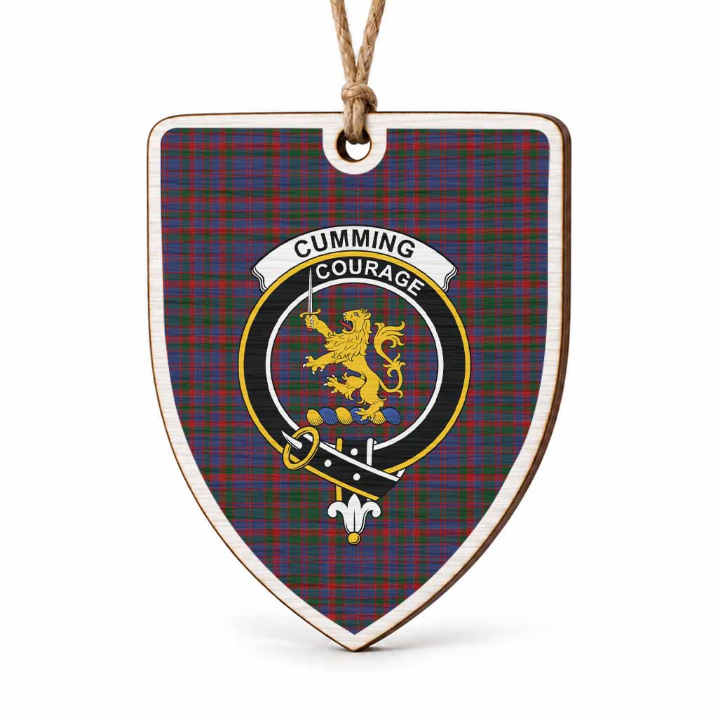 Cumming Tartan Crest Shield Wood Ornament , Scottish Heritage Family Keepsake Gift