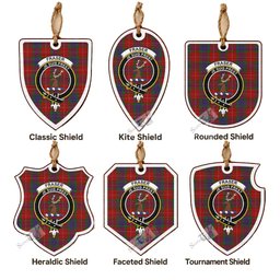 Fraser Tartan Crest Shield Wood Ornament , Scottish Heritage Family Keepsake Gift