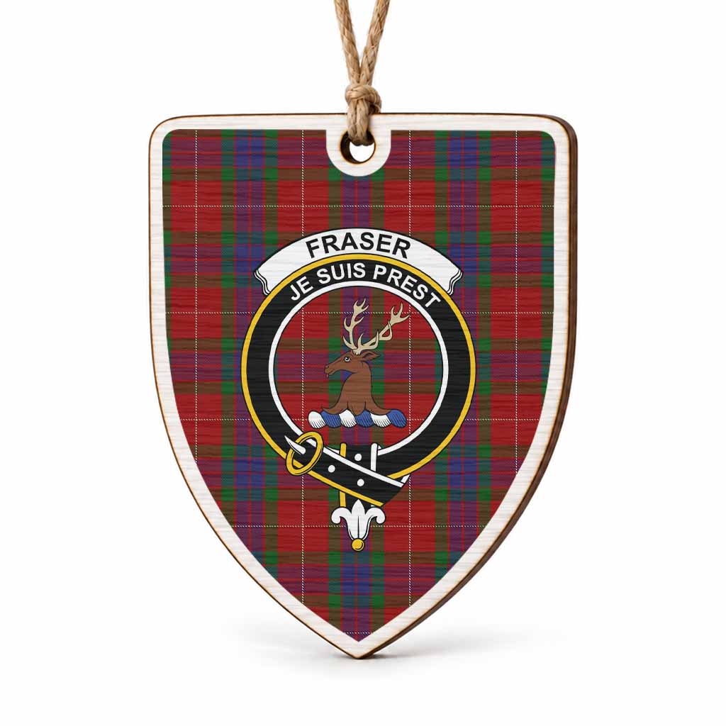 Fraser Tartan Crest Shield Wood Ornament , Scottish Heritage Family Keepsake Gift