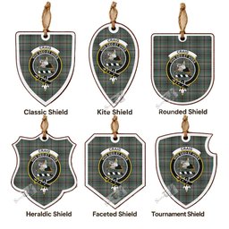 Craig Tartan Crest Shield Wood Ornament , Scottish Heritage Family Keepsake Gift