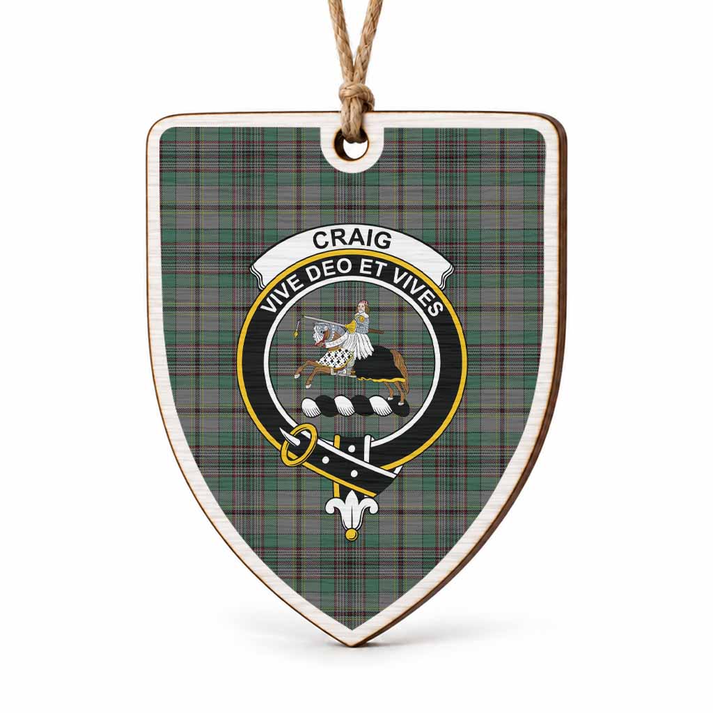 Craig Tartan Crest Shield Wood Ornament , Scottish Heritage Family Keepsake Gift