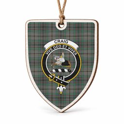 Craig Tartan Crest Shield Wood Ornament , Scottish Heritage Family Keepsake Gift