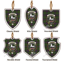 Cochrane Tartan Crest Shield Wood Ornament , Scottish Heritage Family Keepsake Gift