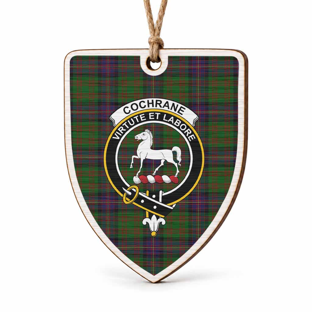 Cochrane Tartan Crest Shield Wood Ornament , Scottish Heritage Family Keepsake Gift
