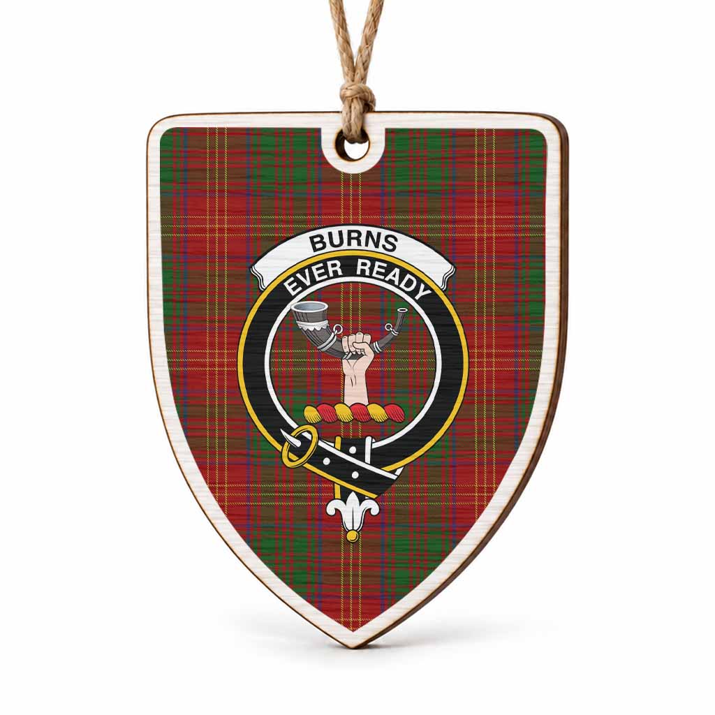 Burns Tartan Crest Shield Wood Ornament , Scottish Heritage Family Keepsake Gift