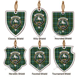 Cranstoun (Cranston) Tartan Crest Shield Wood Ornament , Scottish Heritage Family Keepsake Gift