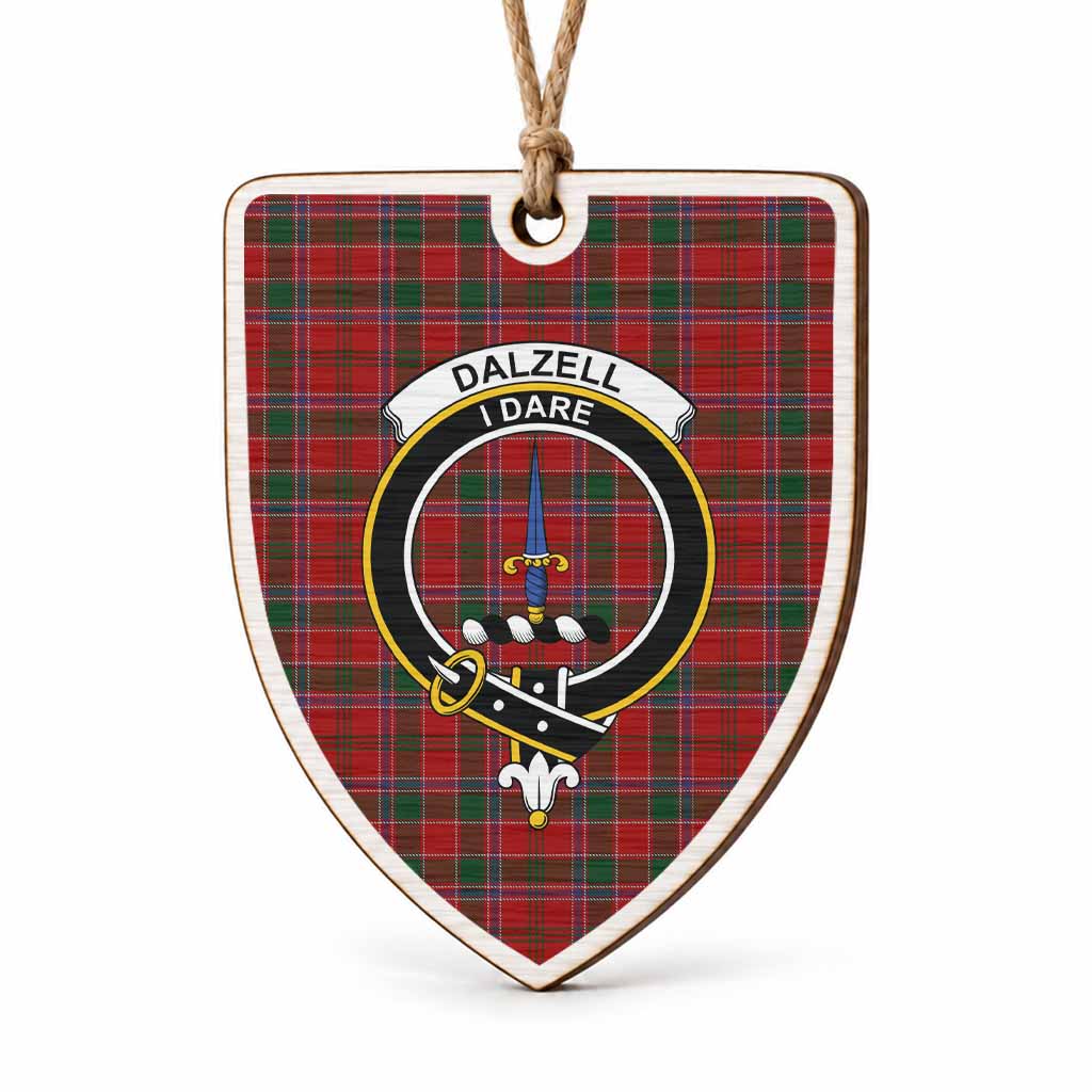 Dalzell (Dalziel) Tartan Crest Shield Wood Ornament , Scottish Heritage Family Keepsake Gift
