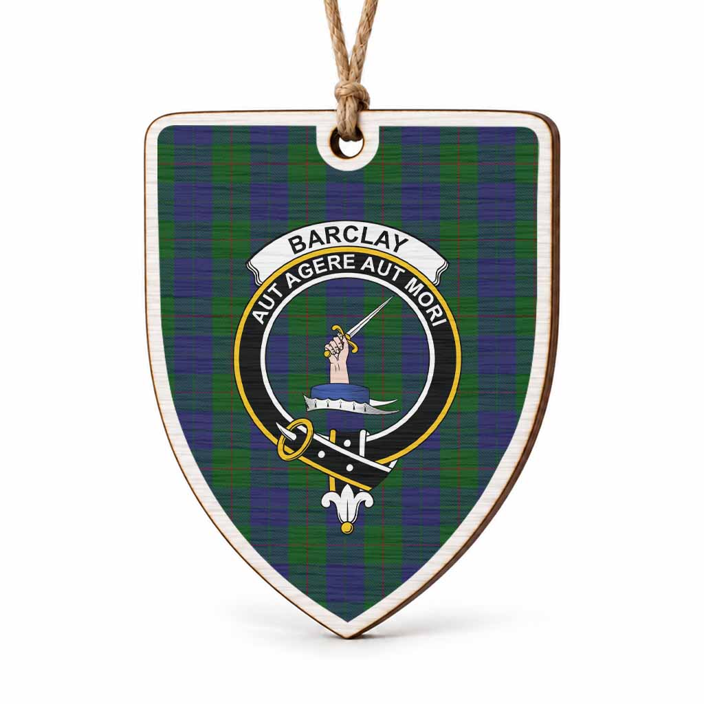Barclay Tartan Crest Shield Wood Ornament , Scottish Heritage Family Keepsake Gift