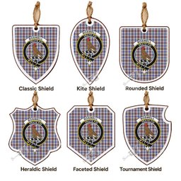 Boswell Tartan Crest Shield Wood Ornament , Scottish Heritage Family Keepsake Gift