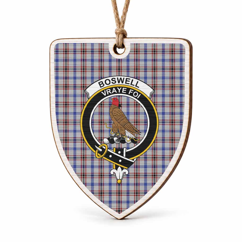 Boswell Tartan Crest Shield Wood Ornament , Scottish Heritage Family Keepsake Gift