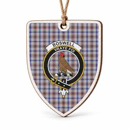 Boswell Tartan Crest Shield Wood Ornament , Scottish Heritage Family Keepsake Gift