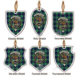Abercrombie Tartan Crest Shield Wood Ornament , Scottish Heritage Family Keepsake Gift