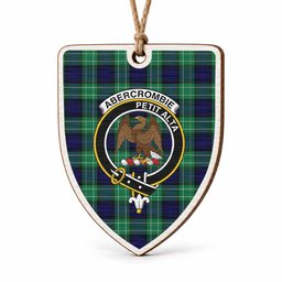 Abercrombie Tartan Crest Shield Wood Ornament , Scottish Heritage Family Keepsake Gift