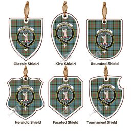 Cathcart Tartan Crest Shield Wood Ornament , Scottish Heritage Family Keepsake Gift