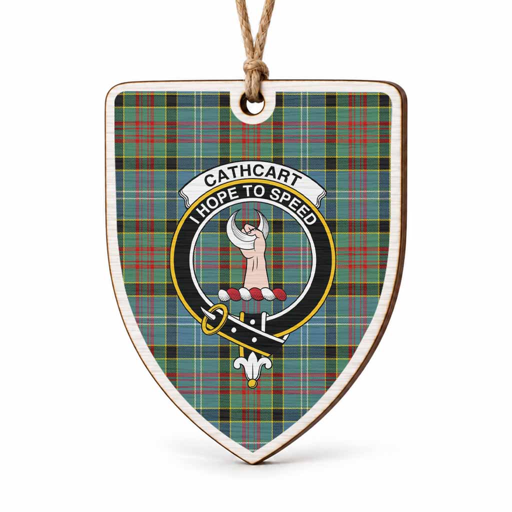 Cathcart Tartan Crest Shield Wood Ornament , Scottish Heritage Family Keepsake Gift