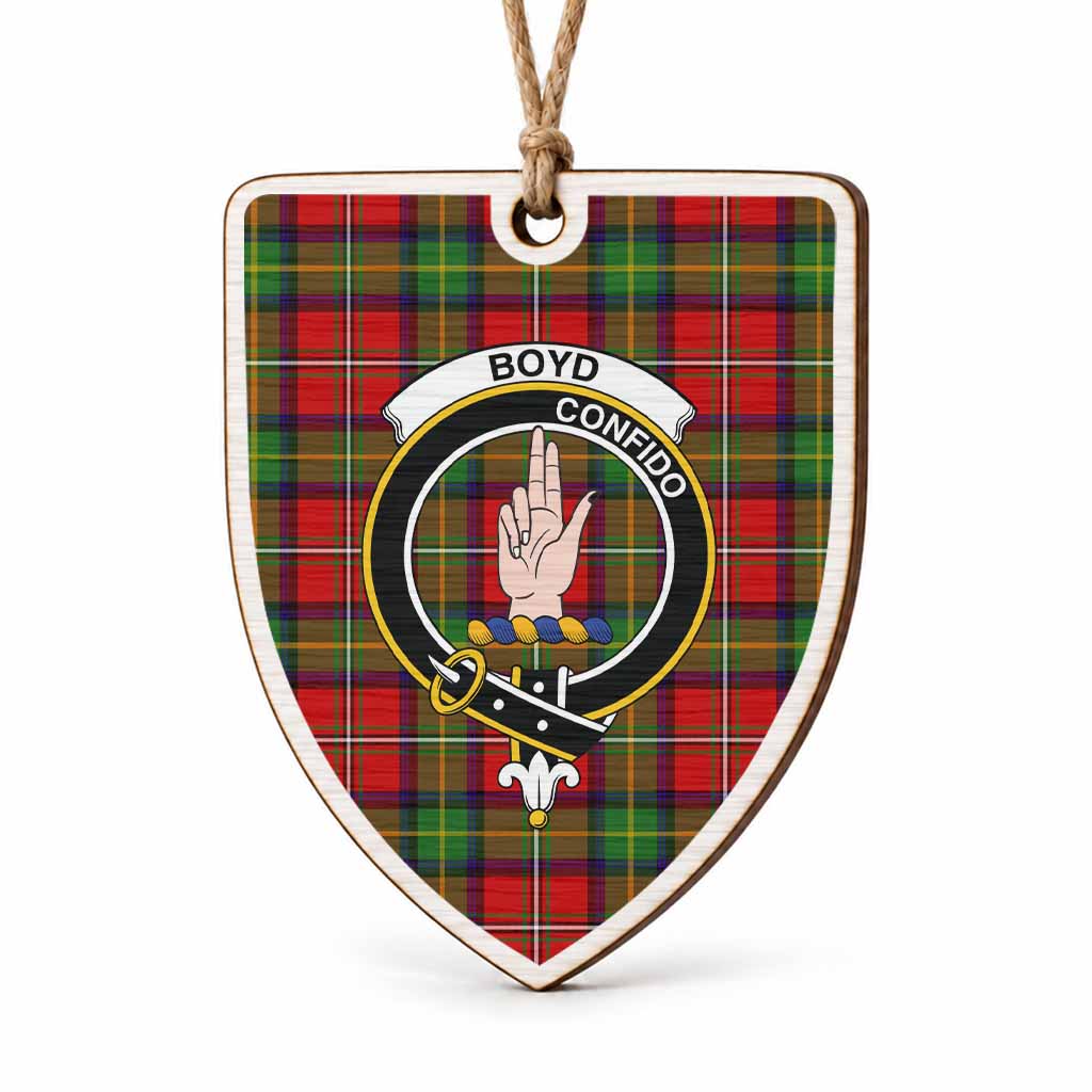 Boyd Tartan Crest Shield Wood Ornament , Scottish Heritage Family Keepsake Gift