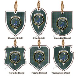 Arbuthnot Tartan Crest Shield Wood Ornament , Scottish Heritage Family Keepsake Gift