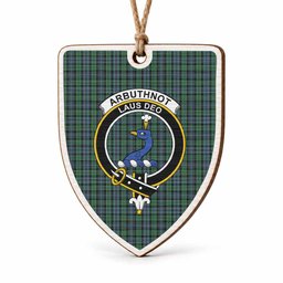 Arbuthnot Tartan Crest Shield Wood Ornament , Scottish Heritage Family Keepsake Gift