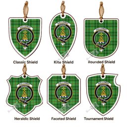 Galloway Tartan Crest Shield Wood Ornament , Scottish Heritage Family Keepsake Gift