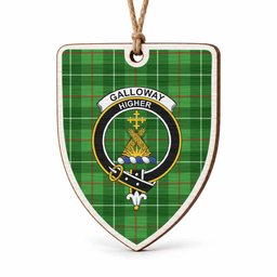 Galloway Tartan Crest Shield Wood Ornament , Scottish Heritage Family Keepsake Gift