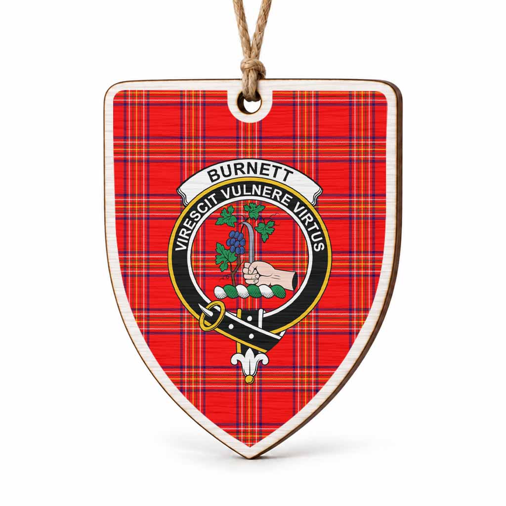Burnett Tartan Crest Shield Wood Ornament , Scottish Heritage Family Keepsake Gift