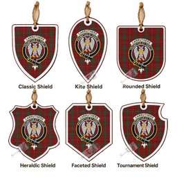 Carruthers Tartan Crest Shield Wood Ornament , Scottish Heritage Family Keepsake Gift