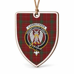 Carruthers Tartan Crest Shield Wood Ornament , Scottish Heritage Family Keepsake Gift