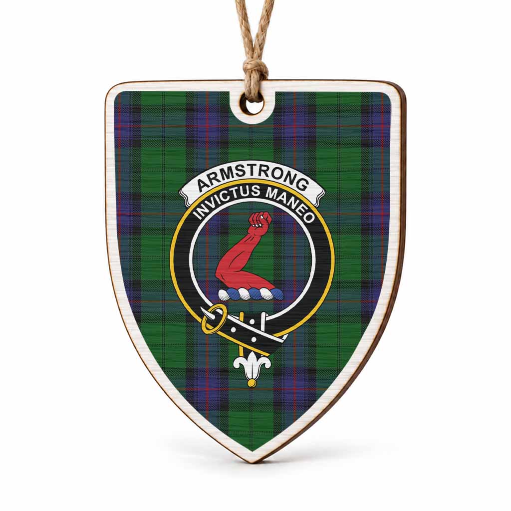 Armstrong Tartan Crest Shield Wood Ornament , Scottish Heritage Family Keepsake Gift