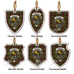 Buchan Tartan Crest Shield Wood Ornament , Scottish Heritage Family Keepsake Gift