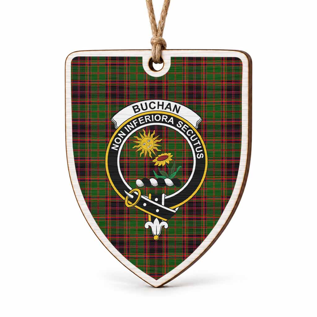 Buchan Tartan Crest Shield Wood Ornament , Scottish Heritage Family Keepsake Gift