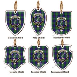 Alexander Tartan Crest Shield Wood Ornament , Scottish Heritage Family Keepsake Gift