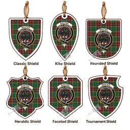 Baxter Tartan Crest Shield Wood Ornament , Scottish Heritage Family Keepsake Gift