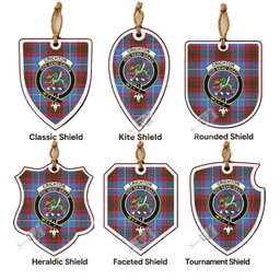 Crichton (Crighton) Tartan Crest Shield Wood Ornament , Scottish Heritage Family Keepsake Gift