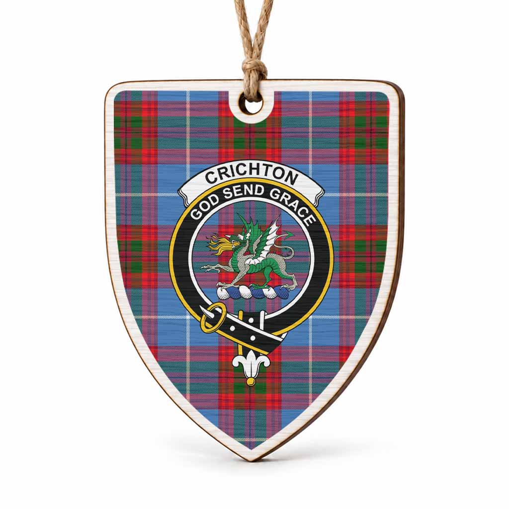 Crichton (Crighton) Tartan Crest Shield Wood Ornament , Scottish Heritage Family Keepsake Gift