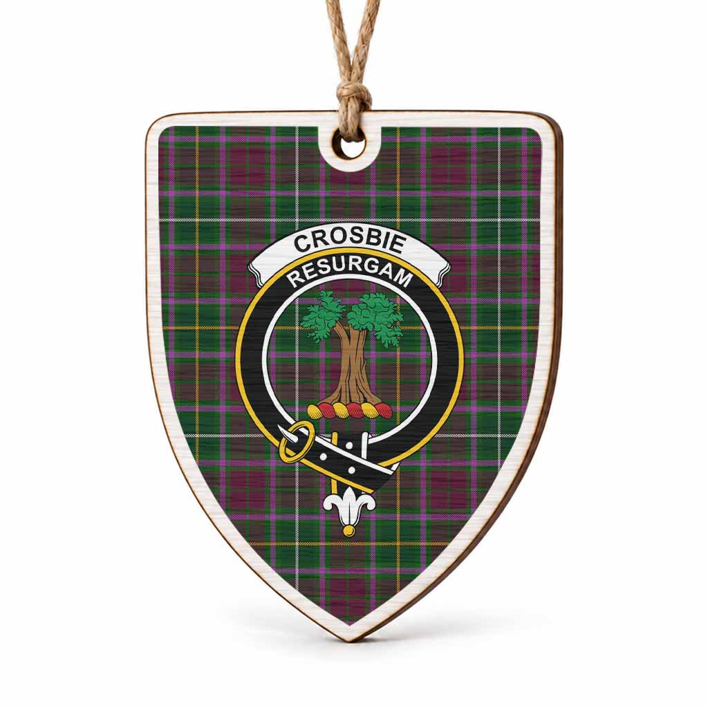 Crosbie Tartan Crest Shield Wood Ornament , Scottish Heritage Family Keepsake Gift
