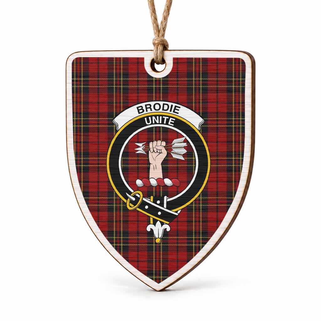 Brodie Tartan Crest Shield Wood Ornament , Scottish Heritage Family Keepsake Gift
