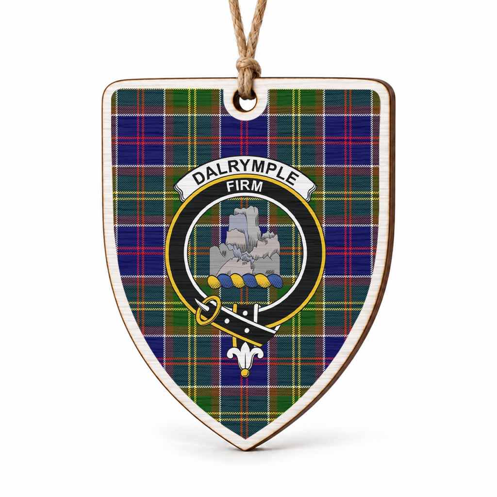 Dalrymple Tartan Crest Shield Wood Ornament , Scottish Heritage Family Keepsake Gift