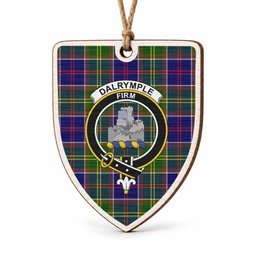 Dalrymple Tartan Crest Shield Wood Ornament , Scottish Heritage Family Keepsake Gift