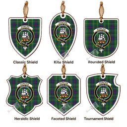 Duncan Tartan Crest Shield Wood Ornament , Scottish Heritage Family Keepsake Gift