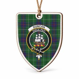 Duncan Tartan Crest Shield Wood Ornament , Scottish Heritage Family Keepsake Gift