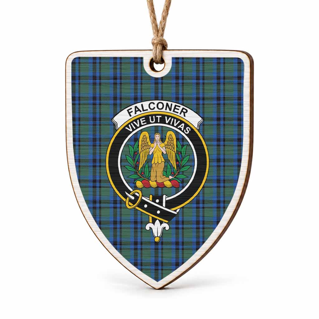 Falconer Tartan Crest Shield Wood Ornament , Scottish Heritage Family Keepsake Gift