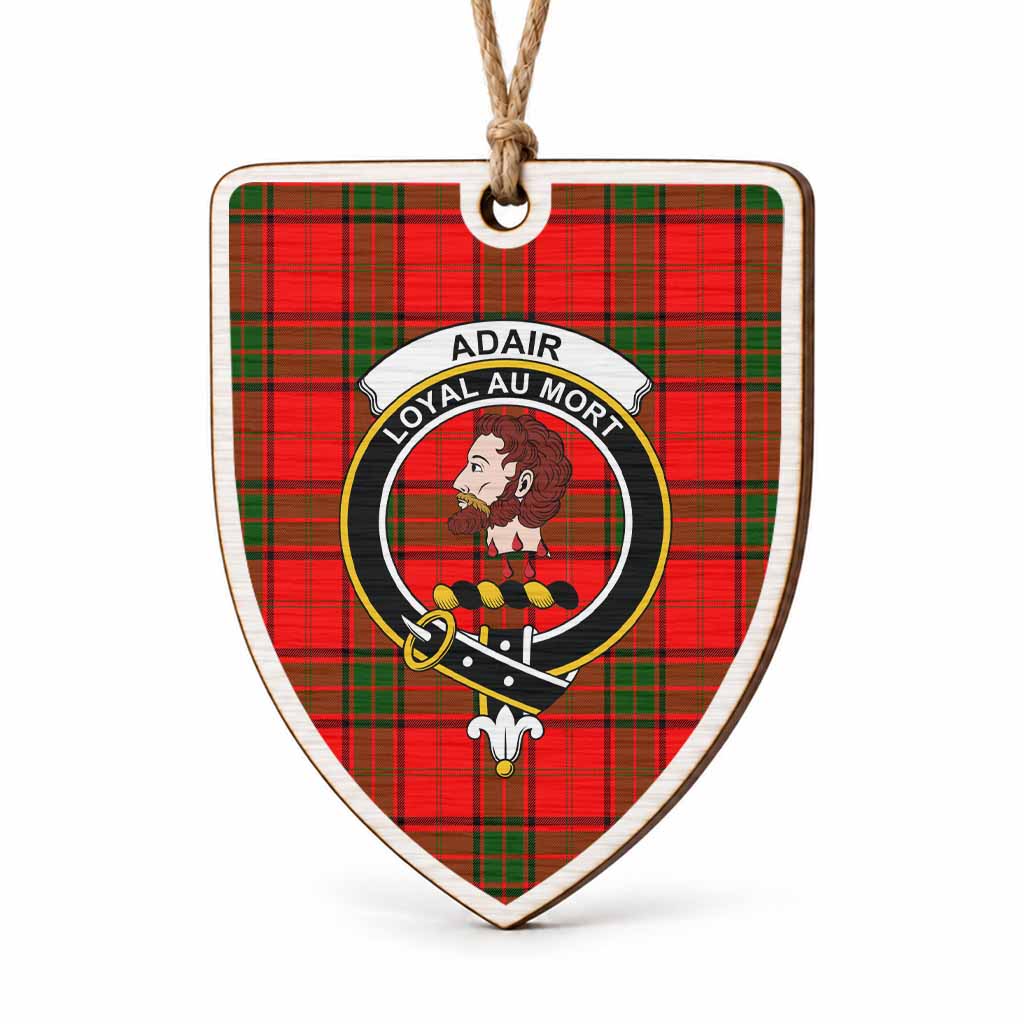 Adair Tartan Crest Shield Wood Ornament , Scottish Heritage Family Keepsake Gift