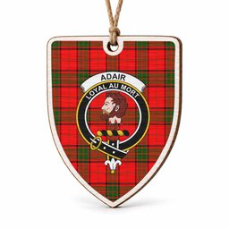 Adair Tartan Crest Shield Wood Ornament , Scottish Heritage Family Keepsake Gift